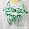 Comercio exterior suministro encaje bordado verde lencería sexy conjunto de sujetador y braguita pura deseo sensual tentador ropa interior tanga conjunto de dos piezas