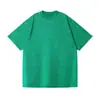 230g Marca de Moda Oversized Vintage Lavado Desgastado Algodón Puro Camiseta Estilo Urbano Peso Pesado Estampado Copo de Nieve Unisex Manga Corta