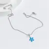 Colgante de Flor de Cinco Pétalos Azul con Diamante Único de Plata de Ley S925 Nalan, Colgante Único Exquisito y Sencillo Estilo Ins Nicho Y02987