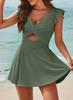 26 Europeu e Americano Transfronteiriço Novo Estilo Cruzado Babado Tankini Fonte Termal Praia Peça Única Estilo Saia Roupa de Banho para Mulheres Amazon