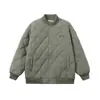 Jaqueta de Algodão Quente Masculina Estilo Retro Americano Inverno Padrão Diamante Logo Bordado, Estilo Hong Kong Ins Casal Versátil Espesso Casaco de Algodão