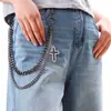 Corrente de Calça de Metal com Pingente Duplo em Forma de Cruz Nova Europeia e Americana Transfronteiriça Corrente de Cintura Dupla Versátil Acessório Unissex