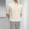 Camisa Casual de Algodón Nengmeng Hemp Sense para Hombre Verano Manga Media Bolsillo de Línea Camisa Estilo Japonés Camisa de Manga Corta para Hombre