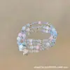 Pulsera de Cristal de Explosión con Gradiente Negro-Morado Estrellado de Gran Venta para Mujeres, Pulsera Temática de Galaxia, Regalo de Nicho para Mejores Amigas, Estilo Dulce y Genial
