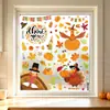 Pegatinas Electrostáticas para Vidrio de Acción de Gracias de Otoño Transfronterizas con Patrones de Pavo, Calabaza y Hojas, Decoraciones Desmontables con Temática de Cosecha para Tiendas