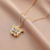 Collar de mariposa con foto de diamante abierto creativo personalizado europeo y americano, colgante en forma de corazón, luz de amor, joyería de nicho de lujo para mujer