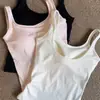 Chaleco Hermoso de Espalda Ancha con Escote en U para Mujer con Copas Fijas, Corte Ajustado, Efecto Fruncido, Se Puede Usar como Prenda Base o Exterior