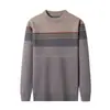 Suéter masculino listrado espesso para negócios, gola redonda, manga longa, blusa de tricô Puyuan espessa, malha masculina solta