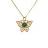 Diseño Original Plata S925 Incrustada Calcedonia Natural Mariposa Collar para Mujer Marea Nacional Hueco Zirconia Colgante Joyería Dulce