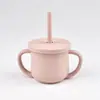 Vaso con Popote de Silicona para Bebé, Grado Alimenticio, Antiahogo, Antiderrames, Vaso de Aprendizaje para Beber, 210ml, Resistente a Mordeduras, Hervible y Esterilizable