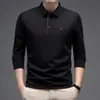 Camiseta de manga larga sin rastro para hombres de mediana edad con cuello de solapa Primavera y Otoño 2024 Top Casual de Negocios Holgado Polo de Papá