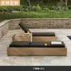 Juego de Sofá de Exterior de Teca Nórdica, Muebles de Teca para Exterior de Casa de Huéspedes Sencilla de Vacaciones, Juego de Mesa de Café de Ocio