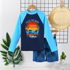 Roupa de Banho Infantil Menino Manga Longa Fenda 2025 Nova Estampa de Praia Proteção Solar Secagem Rápida Roupa de Banho Menino Verão