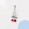 Anillos de Ombligo de Acero Inoxidable Coloridos Transfronterizos Europeos y Americanos, Serie Completa de Diamantes de Alta Gama, Varios Accesorios para Piercing de Ombligo Serie Fruta Cereza