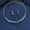 Traje de Joyería para Novia Estilo Coreano Accesorios para Vestido de Boda de Noche Moda Zirconia Collar Pendientes Mujeres Traje de Lujo Al por Mayor