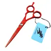 Tijeras de Peluquería Shenxingzhe de 6.0 pulgadas con Patrón Rojo Pintado, Tijeras para Cortar el Cabello, Tijeras Rectas, Tijeras Entresacadoras