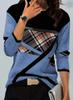 Ropa de mujer transfronteriza 2023 admite las nuevas camisetas de manga larga con cuello redondo estampadas de posicionamiento de contraste de color en varias plataformas en stock