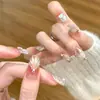 Explosões do Livro Vermelho Usando Unhas Postiças Avançado Brilho Puro Artesanato de Unhas Feito à Mão Peças de Unha Pré-fabricadas Strass Pérola Blush Unhas Postiças