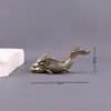 Peixe de Latão Puro para Dragão Pequenos Enfeites, Peças Manuais de Animal de Estimação para Chá de Carpa, Paisagismo de Aquário, Artesanato de Decoração para Casa de Mesa