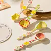Cuchara de Cerámica Linda Estilo Ins para Niñas, Cuchara para Alimentación de Bebés del Hogar, Cuchara para Postre de Alta Apariencia, Cuchara para Yogur y Avena