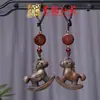 Colgante de Cadena para Teléfono Móvil Talla de Caballo de Palosanto Yiming Xianyuan Arena Verde Arcoíris Llavero de Caballo Tallado en Madera Creativo