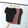 Camiseta de algodón nueva para primavera y verano, cuello redondo, manga corta, top liso estilo coreano, camisa básica casual holgada y estilizada para mujer