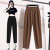 Pantalones de traje harem adelgazantes de cintura elástica para mujer de talla grande, moda para mujer 2020 Primavera Nuevo suelto recortado tubo de cigarrillo