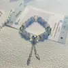 Pulsera Súper Hada Estilo Océano Lágrimas de Sirena de las Profundidades Marinas, Pulsera de Lujo Ligero Perla Azul Marino Lenguaje de Sirena Regalo de Vacaciones