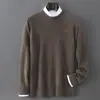 Suéter Masculino Redondo 100% Lã Pura Amazon Simples Versátil Quente Pulôver Malha Camada Base Aquecido Espessado