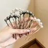 Grampo de Cabelo em Forma de U com Pérola Pente Preto Grampo de Cabelo Estilo Antigo Novo Grampo de Cabelo Chinoiserie Artefato de Cabelo Adorno de Cabeça Feminino Dinastia Han