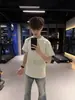 Camiseta Bordada de Manga Corta Estilo High Street Americano 2026, Unisex Corte Holgado, Algodón Puro de Peso Pesado, Marca de Moda, Tops de Pareja Mismo Estilo