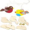 Manualidades Hechas a Mano DIY Pájaros de Madera 3D Manualidades Navideñas para Niños Materiales Didácticos para Niños Color Base Blanco Pintura