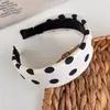 Diadema de tela de lunares vintage estilo francés, accesorio para el cabello ancho simple de lunares blancos y negros, perfecto para ir al trabajo y un accesorio suave para salir