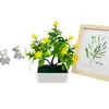 Mini Árvore Artificial 14 Rosas Chá Bonsai Decoração para Sala de Estar Gabinete de TV Flores Artificiais em Vasos Varanda Entrada Vasos Quadrados Ornamentos
