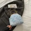 2025 Bolso Nuevo para Mujer Blanco de Mano Bolso Cuadrado Pequeño Nuevo Jacquard Chino Estilo Dulce Mariposa Bolso Nupcial Bolso de Noche