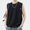 Camiseta sin mangas de cuello redondo, resistente, con decoración de bolsillo, nueva para el verano 2026, para hombre, chaleco moderno y versátil.