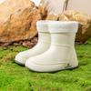 Sapatos de chuva com forro de lã da moda transfronteiriça, tubo curto feminino, cinto de vento fofo para estudantes, sapatos quentes de água, sapatos de borracha à prova d'água para mulheres