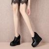 Zapatos Deportivos Casuales Negros para Mujer de Cuero Genuino de Primavera, con Cuña y Tacones Altos, que Aumentan la Altura 14cm
