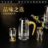 Juego de Copas de Vino Blancas de Lujo de Gama Alta para Uso Doméstico, Vidrio de Cristal Estilo Chino con Lámina de Oro, Copas de Vino Pequeñas, Dispensador de Vino y Utensilios para Vino