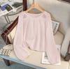Ropa Otoño Temprano 2022 Nuevo Tejido de Punto Fino de Manga Larga con Cuentas para Mujer Elegante Suéter Talla Grande Recorte Cuello Redondo Top de Punto