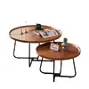 Mesa de centro geométrica creativa de oficina de Amazon cuidadosamente seleccionada, mesa de café pequeña práctica de hierro y madera, mesa redonda pequeña decorativa para sala de estar