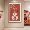 Pintura Decorativa de Nuevo Estilo con Temática de Caqui, Pintura de Sala de Estar de Nuevo Estilo Chino, Significado Propicio para el Año del Caballo, Arte de Pared Frente a la Entrada de la Puerta