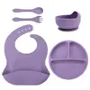 Plato de Cena de Silicona para Niños, Plato de Cena de Silicona para Complemento Alimenticio, Ventosa Reforzada, Plato Dividido de Silicona para Mesa, Plato de Cena para Complemento Alimenticio de Bebé