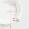 Olá2025 Feliz Ano Novo Bandeirinha Pequena Decoração de Bolo Plugável Decoração de Confeitaria para o Dia de Ano Novo Bandeira Plugável