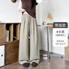Pantalones de chenilla de pierna ancha para mujer, nuevo estilo de otoño, corte holgado, efecto adelgazante, diseño de pierna recta estrecha, pantalones casuales de cintura alta hasta el suelo
