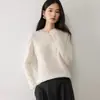 Nuevo Suéter de Cachemira para Mujer Otoño/Invierno 2026, Cachemira Pura de Cabra, Manga Larga, Cuello Redondo, Top Versátil, Suéter de Punto Cálido, Engrosado
