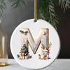 Adornos navideños 26 letras del alfabeto pequeño ciervo colgante acrílico 2D árbol de Navidad decoración del hogar navideña