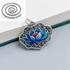 Colar de Prata Pura 999 Sutra do Coração de Lótus para Homens e Mulheres, Pingente Cadeado Ruyi Flor de Lótus Pintada, Corrente Retrô para Clavícula, Presente de Dia dos Namorados Chinês