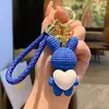 Chaveiro de Coelho de Lã Tricotado com Coração de Amor de Desenho Animado Pingente Fofo para Casal Pingente Criativo para Chaveiro de Carro Venda por Atacado