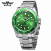 Reloj Mecánico Automático Semiatomático Winner Moda Casual para Hombre Submariner Venta al por Mayor Anillo Negro Rojo Esfera Negra